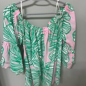 Lilly Pulitzer Pink Tunic with Green Tropical Print